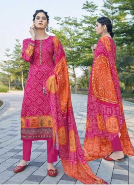 Pink Color Bandhni Print Salwar Suit