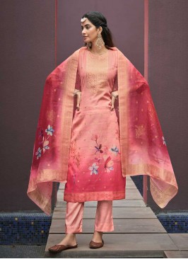 Pink Color Chanderi Jacquard Suit