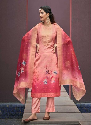 Pink Color Chanderi Jacquard Suit