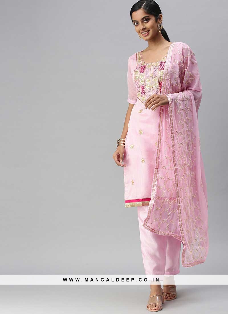 Pink Color Chanderi Latest Suit