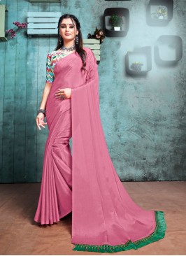 Pink Color Chiffon Designer Saree