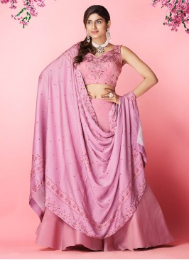 Pink Color Chiffon Thread Work Lehenga