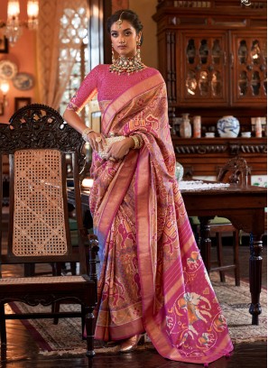 Pink Color Contemporary Style Saree