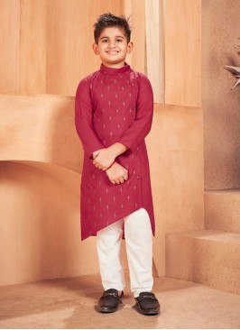 Pink Color Cotton Kids Kurta