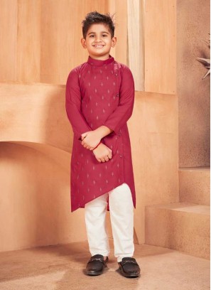 Pink Color Cotton Kids Kurta