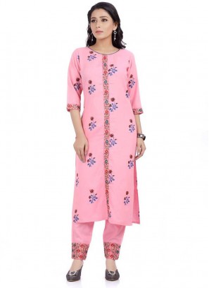 Pink Color Cotton Kurti Set