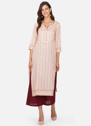 Pink Color Cotton Kurti Set