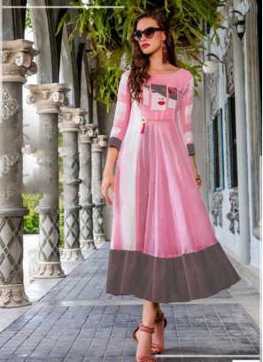 Pink Color Cotton Latest Design Kurti