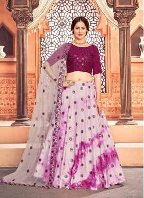 Pink Color Cotton Party Wear Lehenga