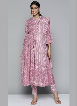 Pink Color Cotton Printed Long Suit