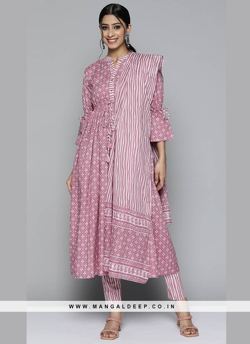 Pink Color Chanderi Dress Material