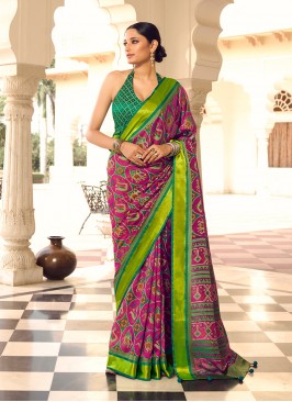 Pink Color Digital Print Patola Saree