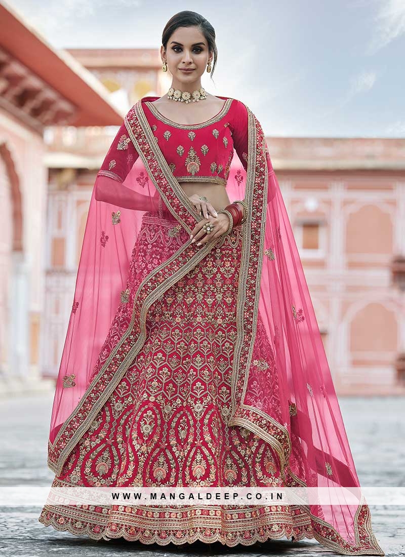 Pink Color Embroidered Bridal Lehenga