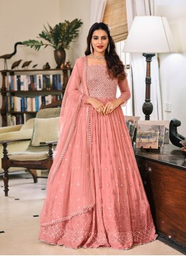 Pink Color Embroidered Georgette Readymade Suit