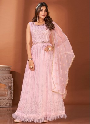Pink Color Floor Length Gown