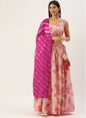 Pink Color Floral Design Georgette Lehenga