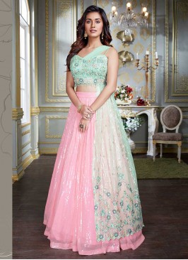 Pink Color Floral Embroidered Lehenga