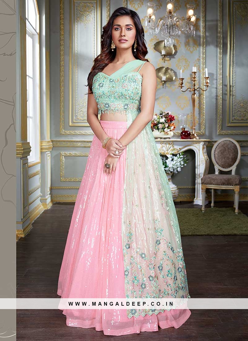 Pink Color Floral Embroidered Lehenga
