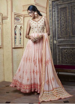 Pink Color Georgette Anarkali Suit