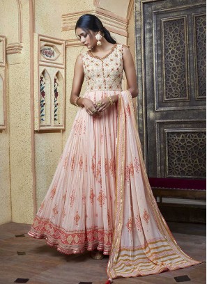 Pink Color Georgette Anarkali Suit