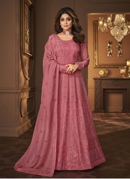 Pink Color Georgette Anarkali Suit