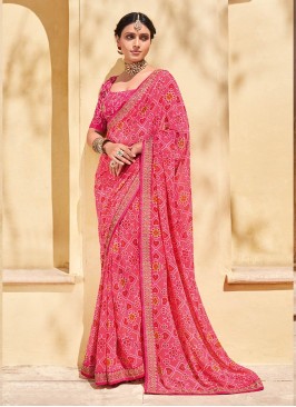 Pink Color Georgette Daily Wear Saree