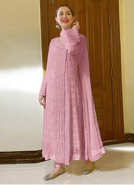 Pink Color Georgette Embroidered Anarkali Dress