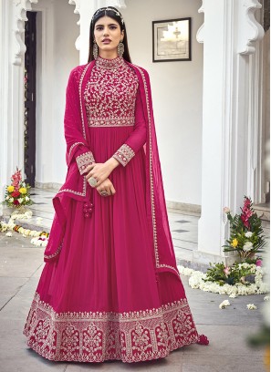 Pink Color Georgette Embroidered Anarkali Suit