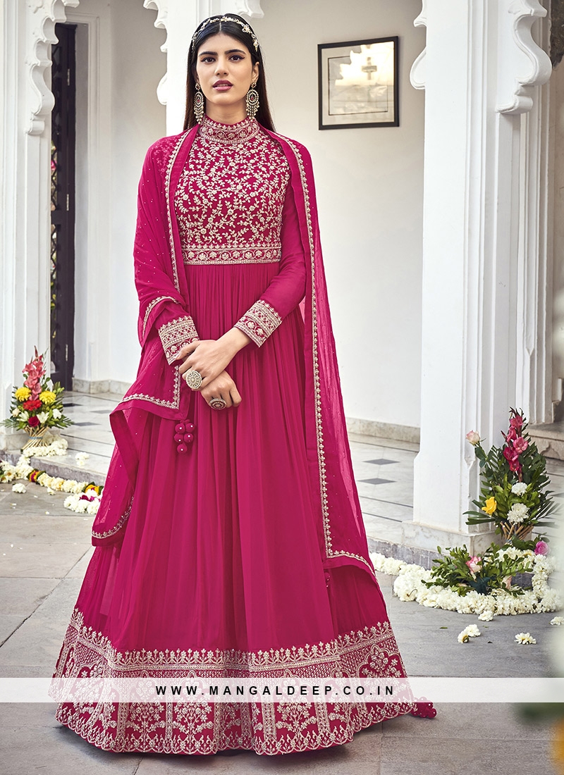 Pink Color Chanderi Dress Material