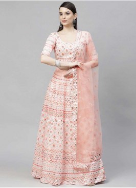 Pink Color Georgette Embroidered Lehenga