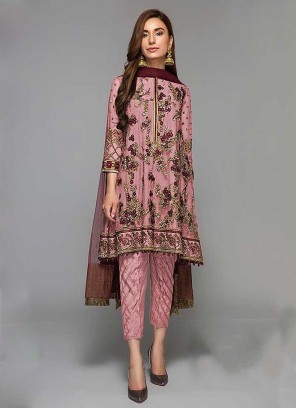 Pink Color Georgette Embroidered Pakistani Suit