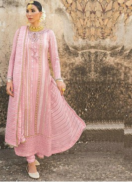 Pink Color Georgette Embroidered Salwar Suit