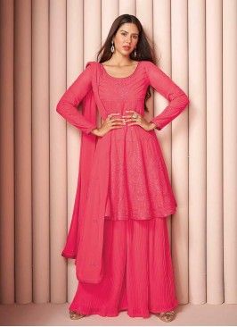 Pink Color Georgette Palazzo Suit