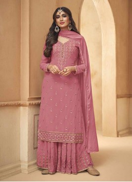 Pink Color Georgette Palazzo Suit