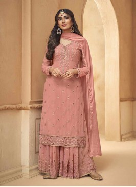 Pink Color Georgette Palazzo Suit