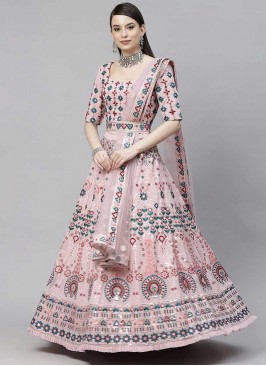 Pink Color Georgette Party Wear Lehenga