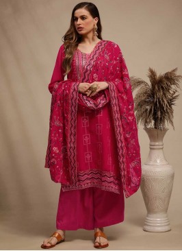 Pink Color Georgette Resham Work Dress Material