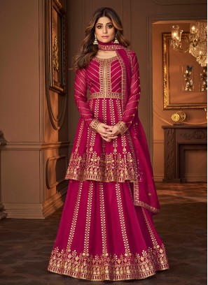 Pink Color Georgette Sequins Work Pakistani Suit