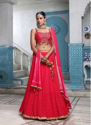 Pink Color Hand Work Chaniya Choli