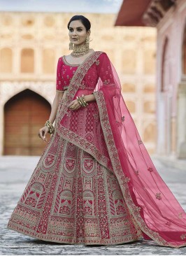 Pink Color Hand Work Wedding Lehenga