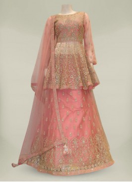 Pink Color Net Diamond Work Fancy Ladies Dress