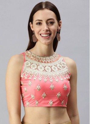 Pink Color Net Embroidered Blouse