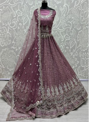 Purple Color Net Lehenga Choli