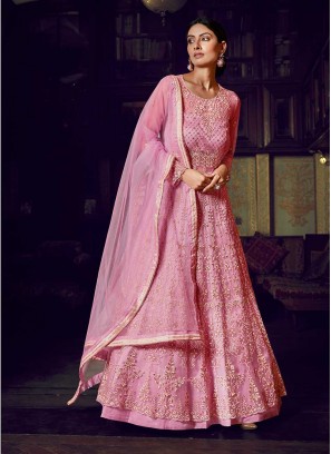 Pink Color Net Party Wear Gown