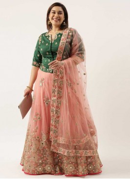Pink Color Net Stone Work Lehenga