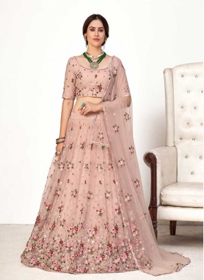 Pink Color Net Wedding Wear Lehenga