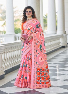 Pink Color Patola Silk Traditional Saree