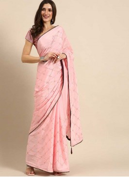 Pink Color Poly Silk Saree