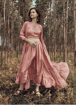 Pink Color Poly Viscose Kurti With Slug