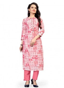 Pink Color Polyster Kurti Pant